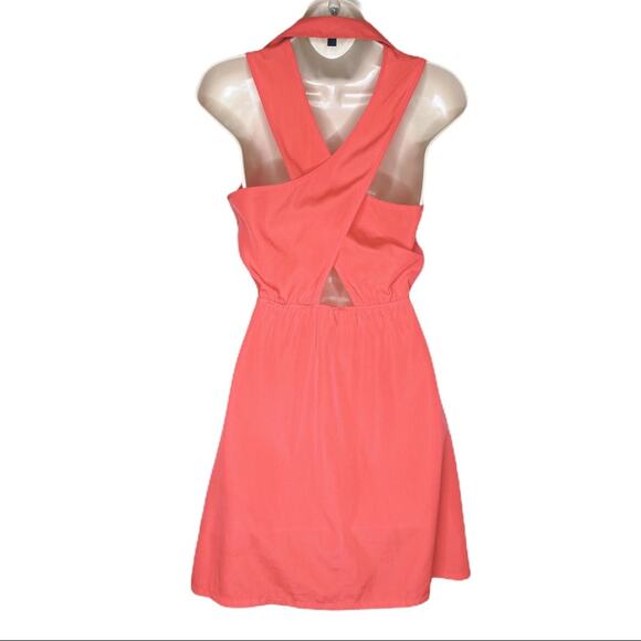 Bebe Coral Bonnie Collared Cross Halter Midi Sleeveless Dress XXS - Picture 8 of 10